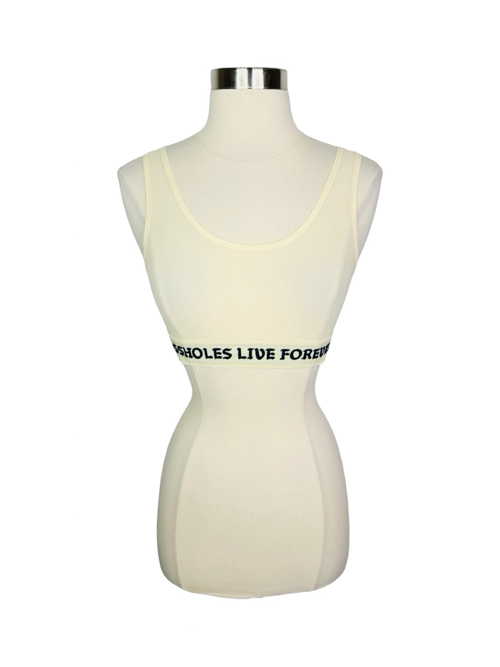 A**holes Live Forever Mesh Sports Bra - Size Large - Light Yellow